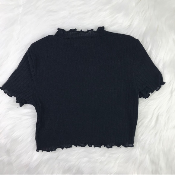 Little Girls Black Rib-Knit Short Sleeve Top 7Y - Picture 5 of 7